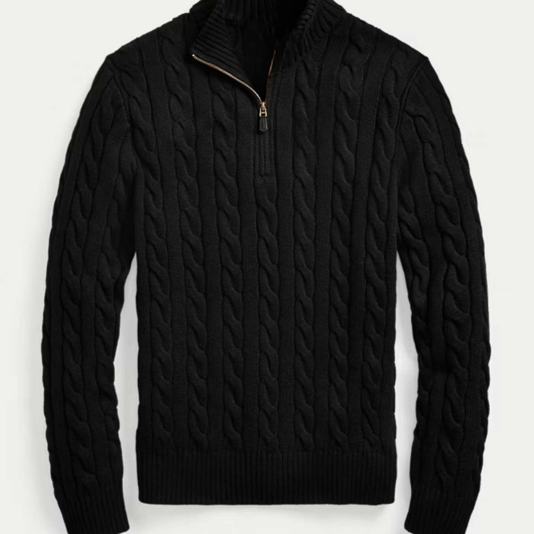 Cable-Knit Sweater - Black