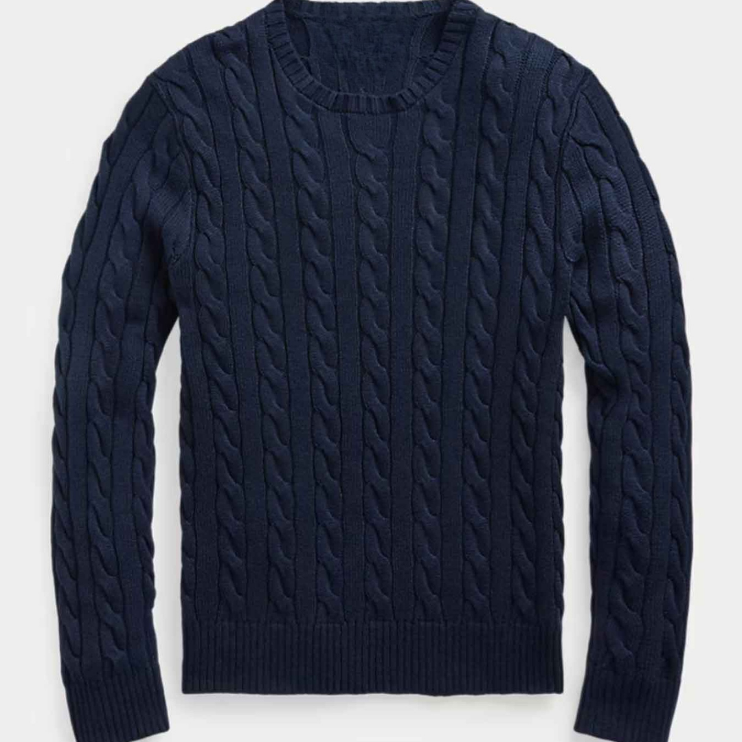 Cable-Knit Sweater - Navy