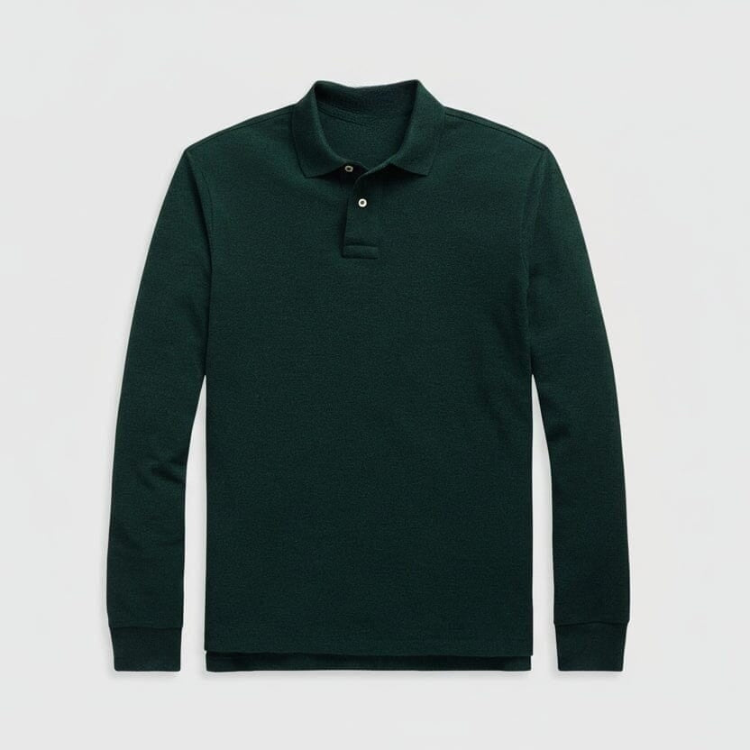 Mesh Long-Sleeve Polo Shirt