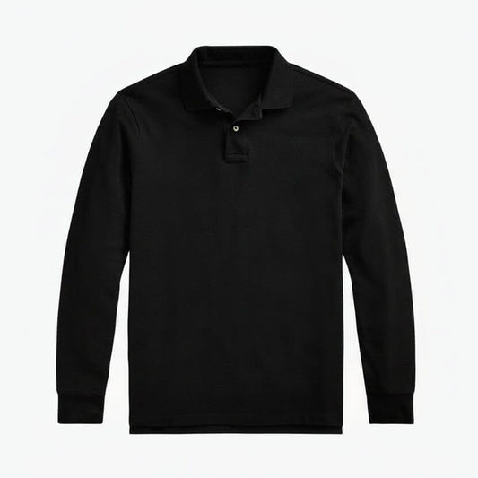 Mesh Long-Sleeve Polo Shirt