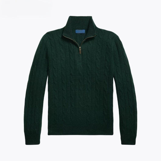 Cable-Knit Cashmere Quarter-Zip Jumper